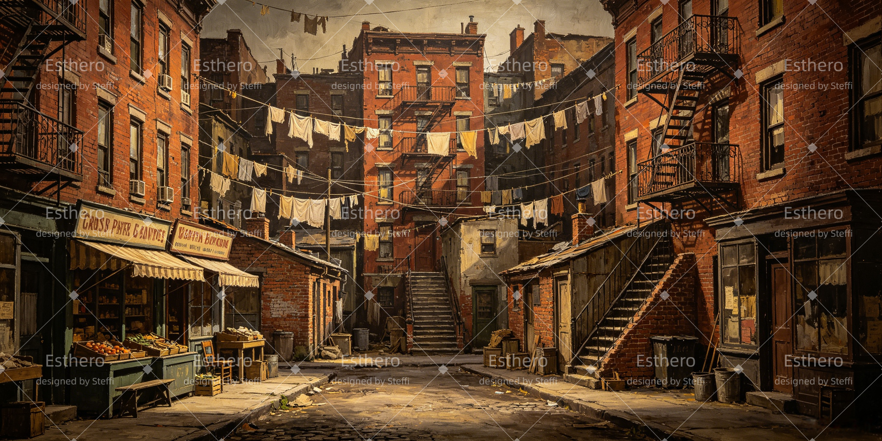 Toile de Fond Théâtre Cour d’Immeuble Urbain Décor de Spectacle CSH66-T23