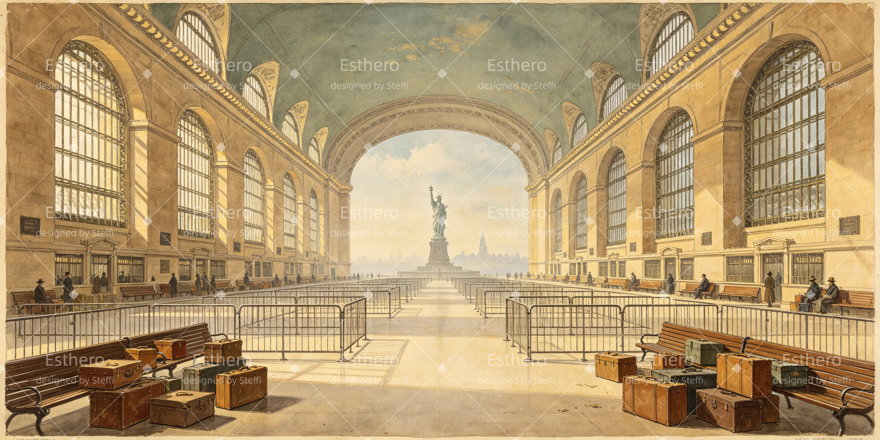 Toile de Fond Théâtre Hall d’Immigration Décor de Scène CSH66-T24