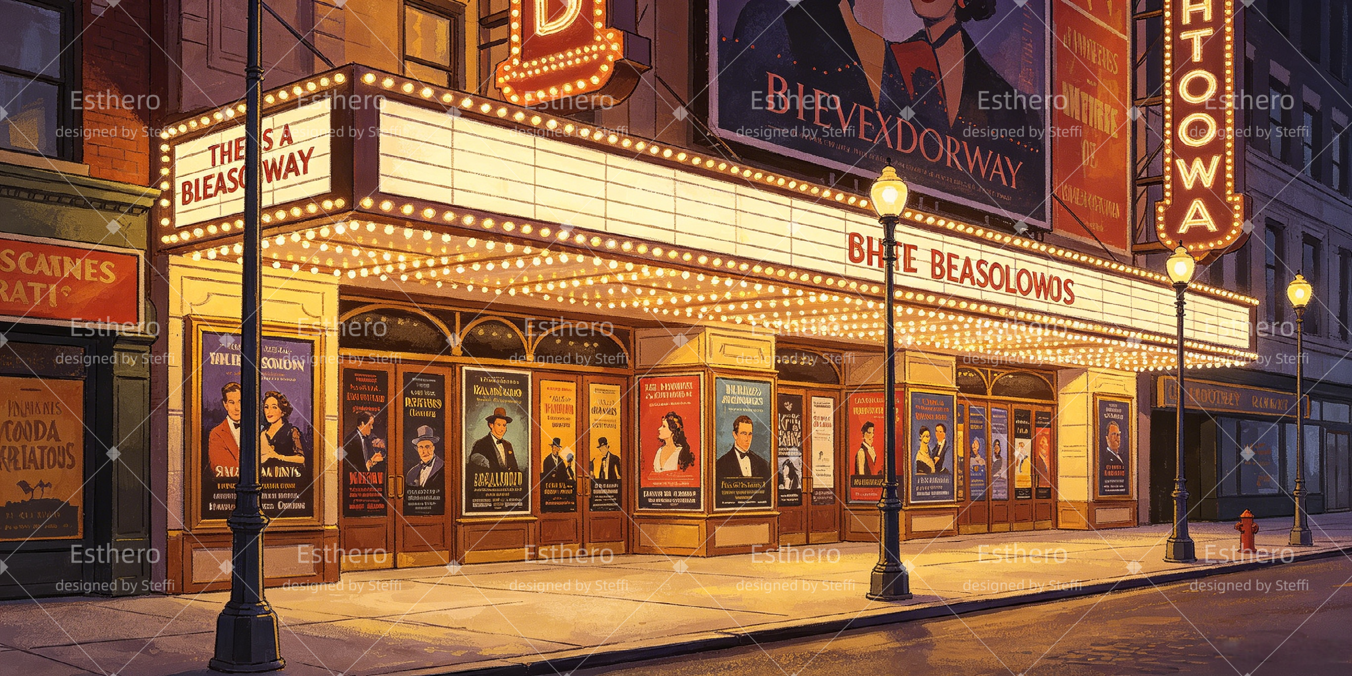 Toile de Fond Broadway Façade de Théâtre Décor de Scène CSH66-T3