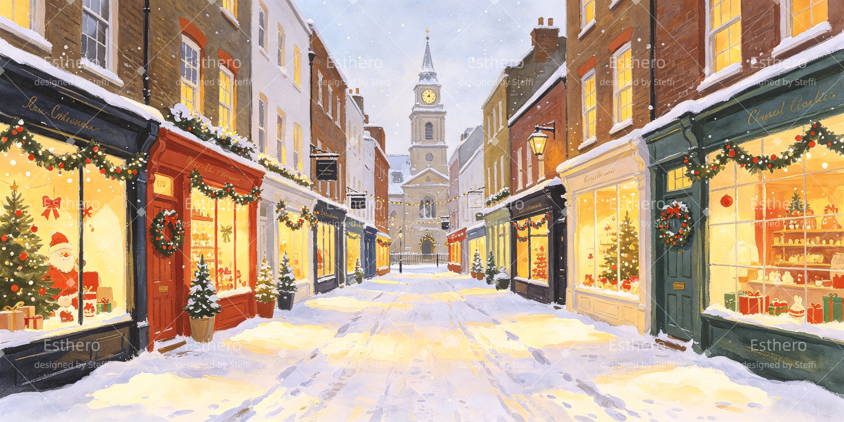 Décor de cinéma Rue commerçante de Noël Décors de scène de Noël CSH66-T70