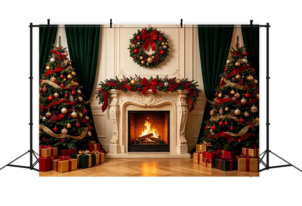 Fond De Cheminée De Noël Cheminée Murale Élégante Décors Photographiques De Noël CSH68-67