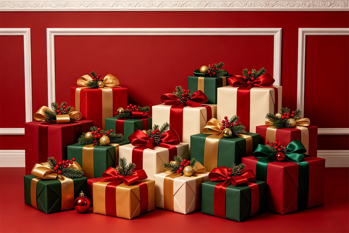 Fond De Noël Présentoir De Coffret Cadeau De Luxe Décors De Studio Pour Noël CSH68-73