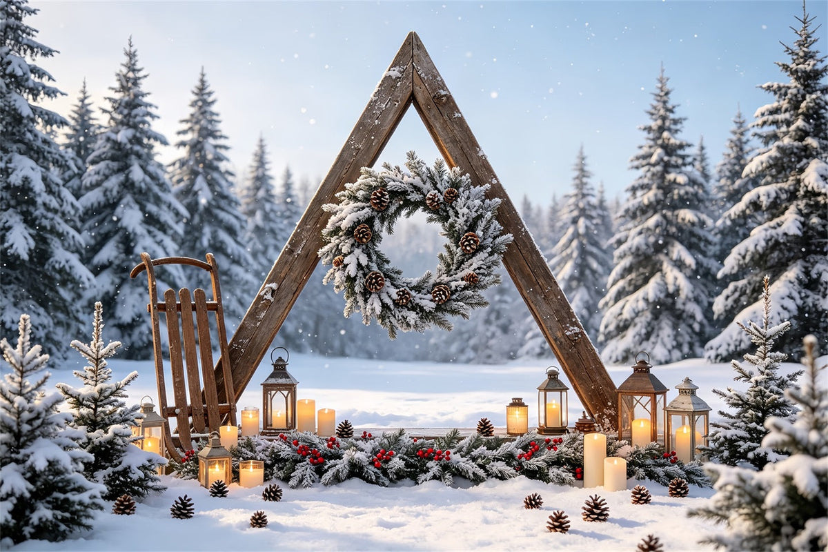 Forêt De Noël En Toile De Fond Arche De Forêt Enneigée Décors Photographiques De Noël CSH68-96