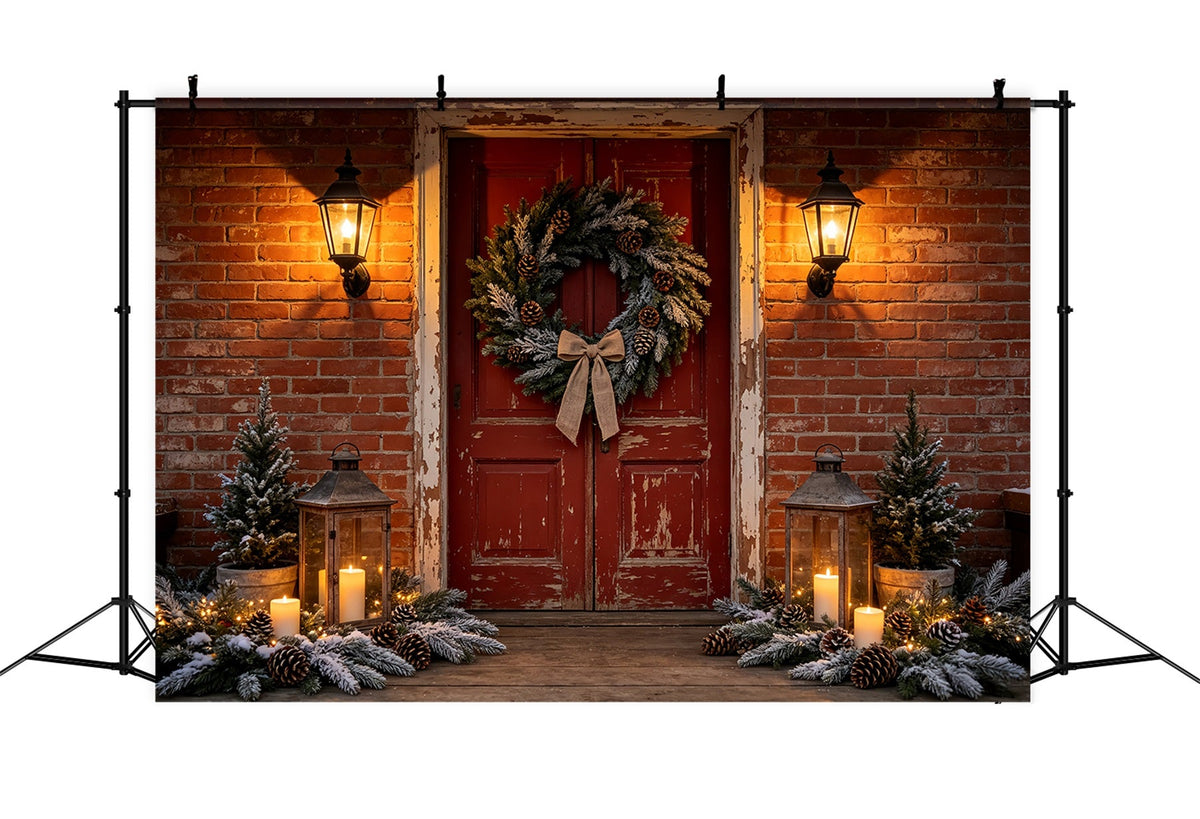 Décor De Maison De Noël Entrée Avec Couronne De Porte En Briques Décor Mural De Noël CSH68-99