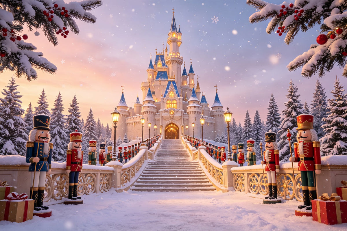 Décor De Noël Casse-Noisette Entrée Du Château De La Forêt Enneigée Décors De Studio Pour Noël CSH69-10