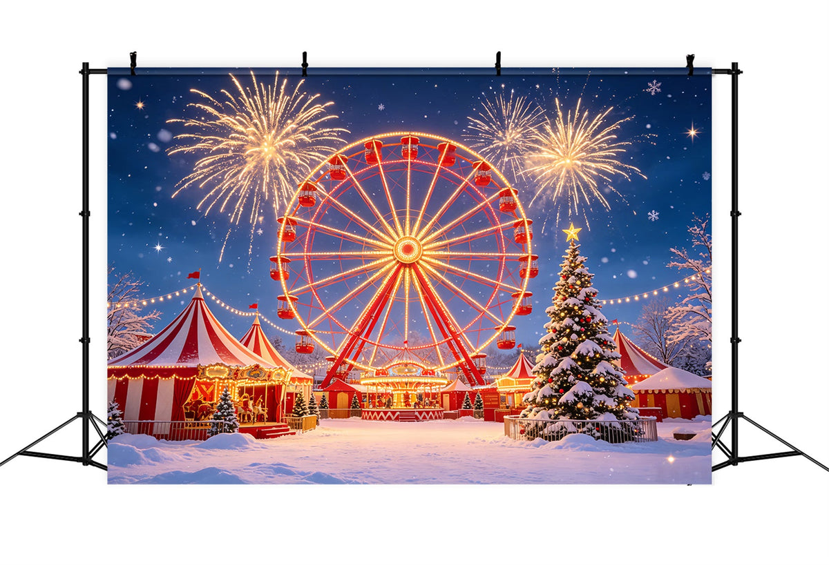 Décor De Noël Pour Une Fête Feux D'Artifice De La Grande Roue Enneigée Décor De Fête CSH69-105