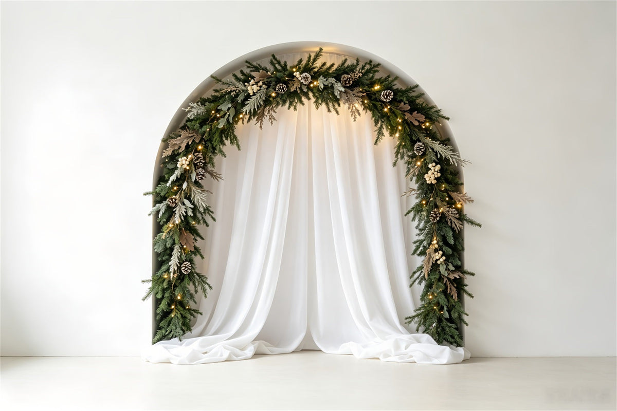 Fond Blanc De Noël Arche De Guirlande De Draperie Élégante Décor De Noël CSH69-26