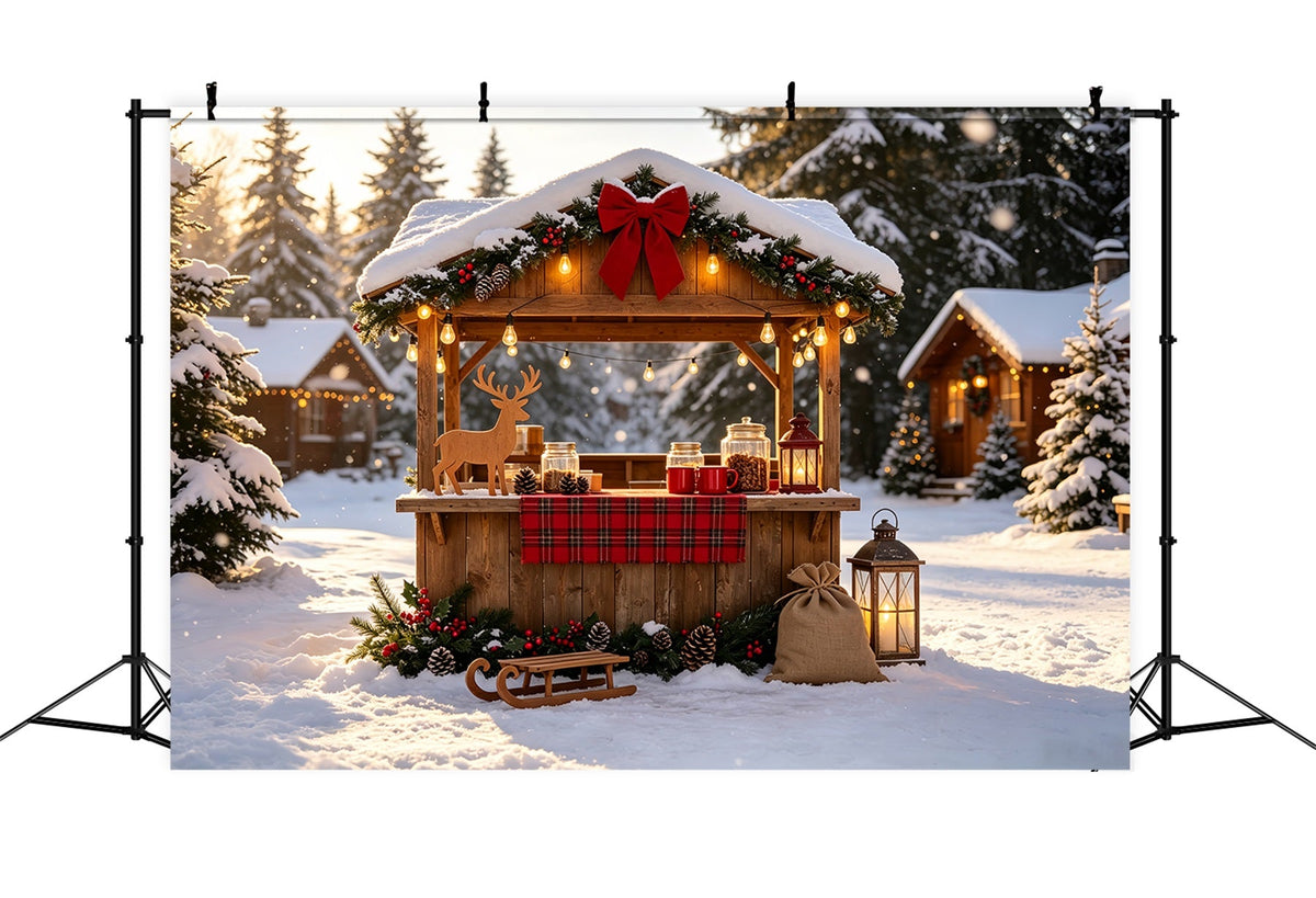 Décor De Noël Enneigé Stand De Marché Rustique D'Hiver Décors De Noël CSH69-27