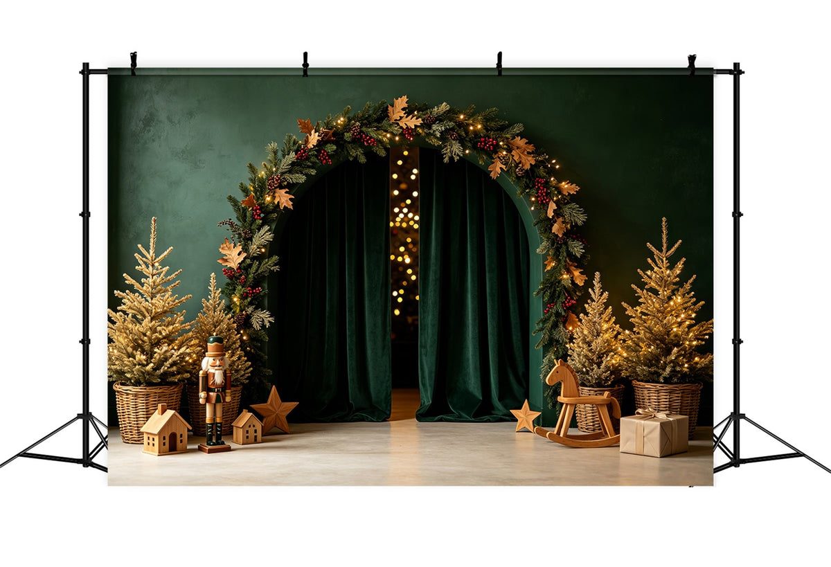 Fond Vert De Noël Décoration Casse-Noisette Arche D'Émeraude Décor Photographique De Noël CSH69-3