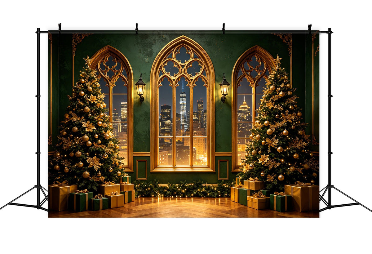 Décor De Noël Moderne Vue De La Ville Gothique Dorée Décor De Noël Pour Studio CSH69-51