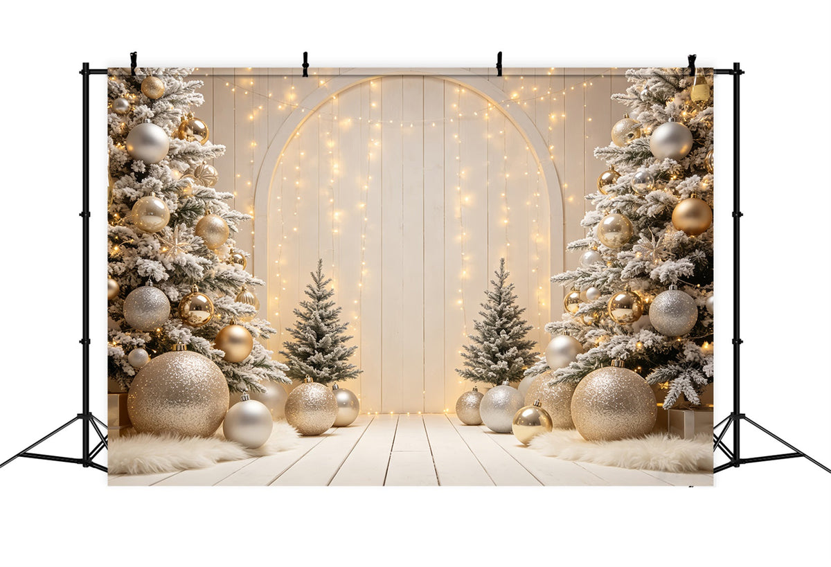 Fond De Noël Arche D'Ornementation Dorée Décor De Portrait De Noël CSH69-56