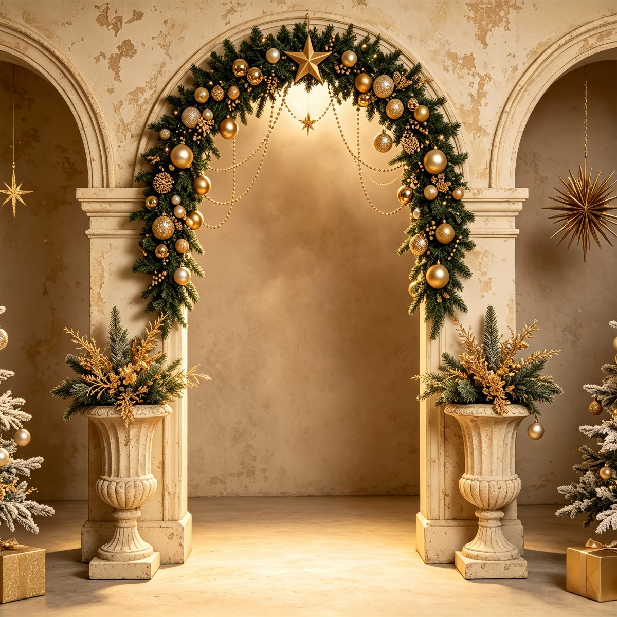 Décor Pour Séance Photo De Noël Arbre De Noël De L'Arche Dorée Décors De Noël CSH69-66