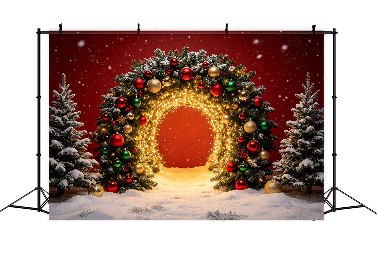 Décor De Portrait De Noël Arche Illuminée Dorée Décor Pour Séance Photo De Noël CSH69-70