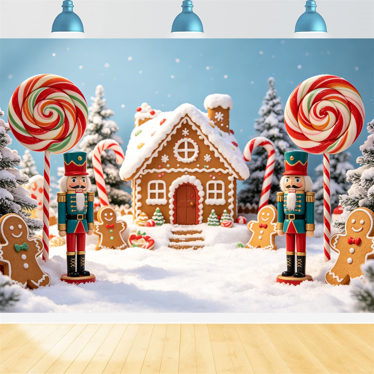 Casse-Noisette - Pays Des Friandises - Décor Village De Bonbons Enneigé Fond Photo CSH69-75