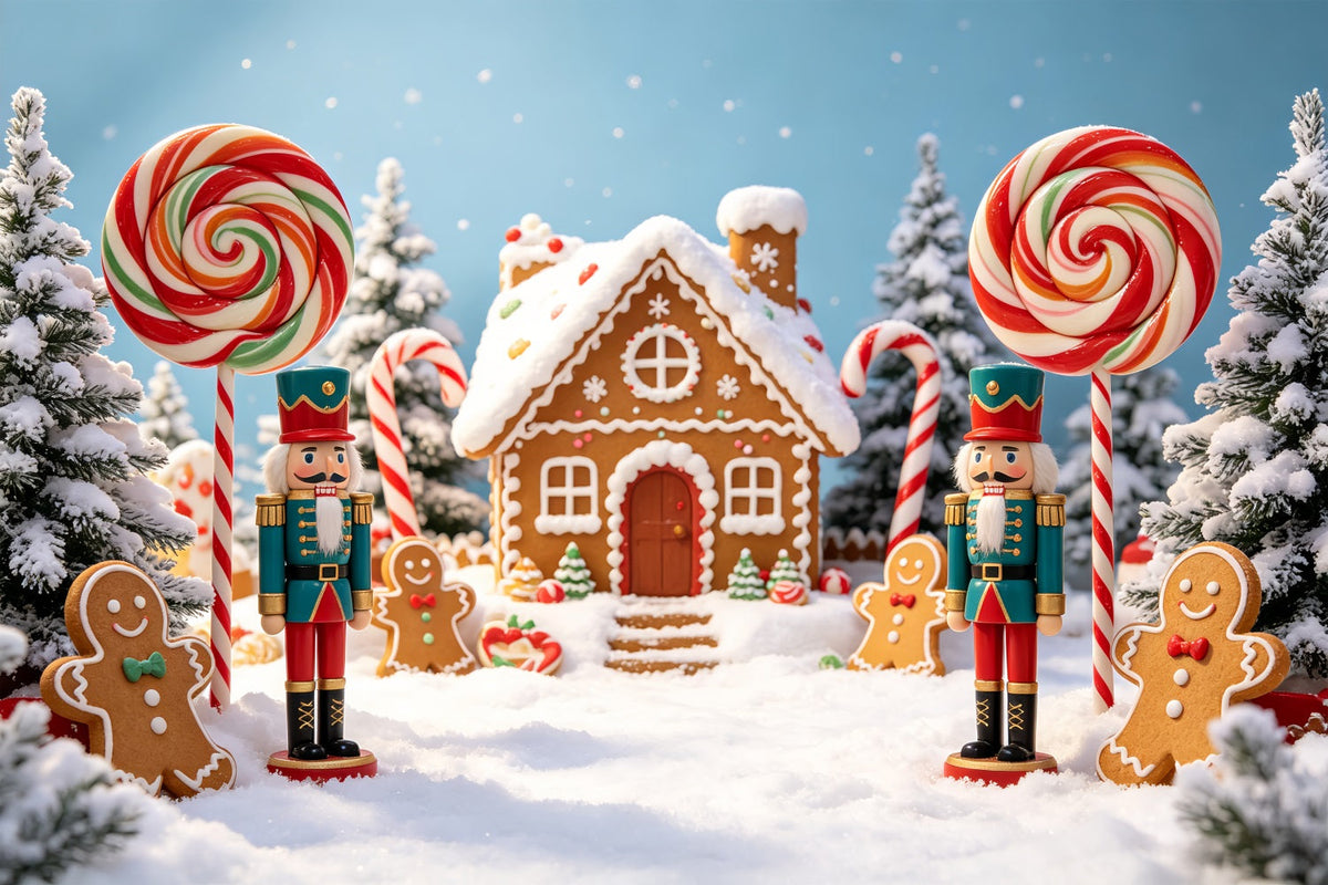 Casse-Noisette - Pays Des Friandises - Décor Village De Bonbons Enneigé Fond Photo CSH69-75