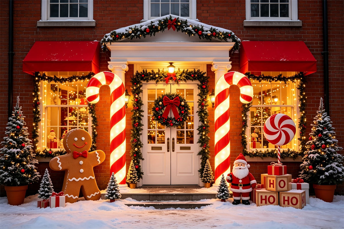 Décor Pour Photos Avec Le Père Noël Entrée Du Porche En Forme De Canne À Sucre Décors Photo CSH69-91