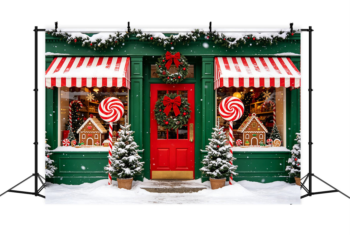 Fond De Canne À Sucre Vitrine D'Hiver Fond Photo En Pain D'Épice CSH69-98
