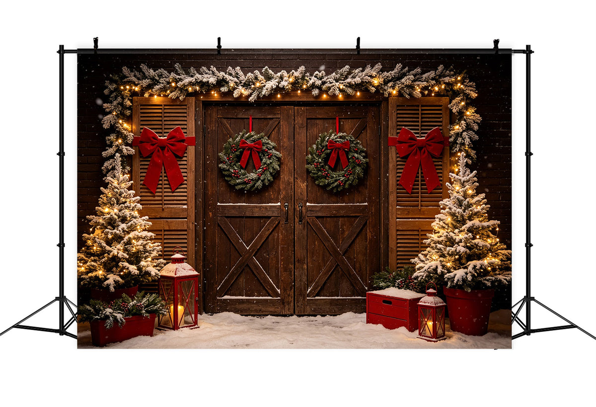 Décor De Noël De L'Ouest Couronne Rustique Pour Double Porte Décor De Noël Extérieur CSH69-99