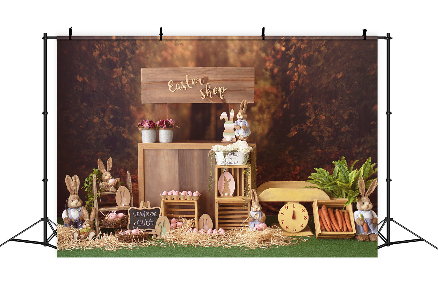 Lapin de la boutique de Pâques Oeuf Photo Toile de Fond D1059