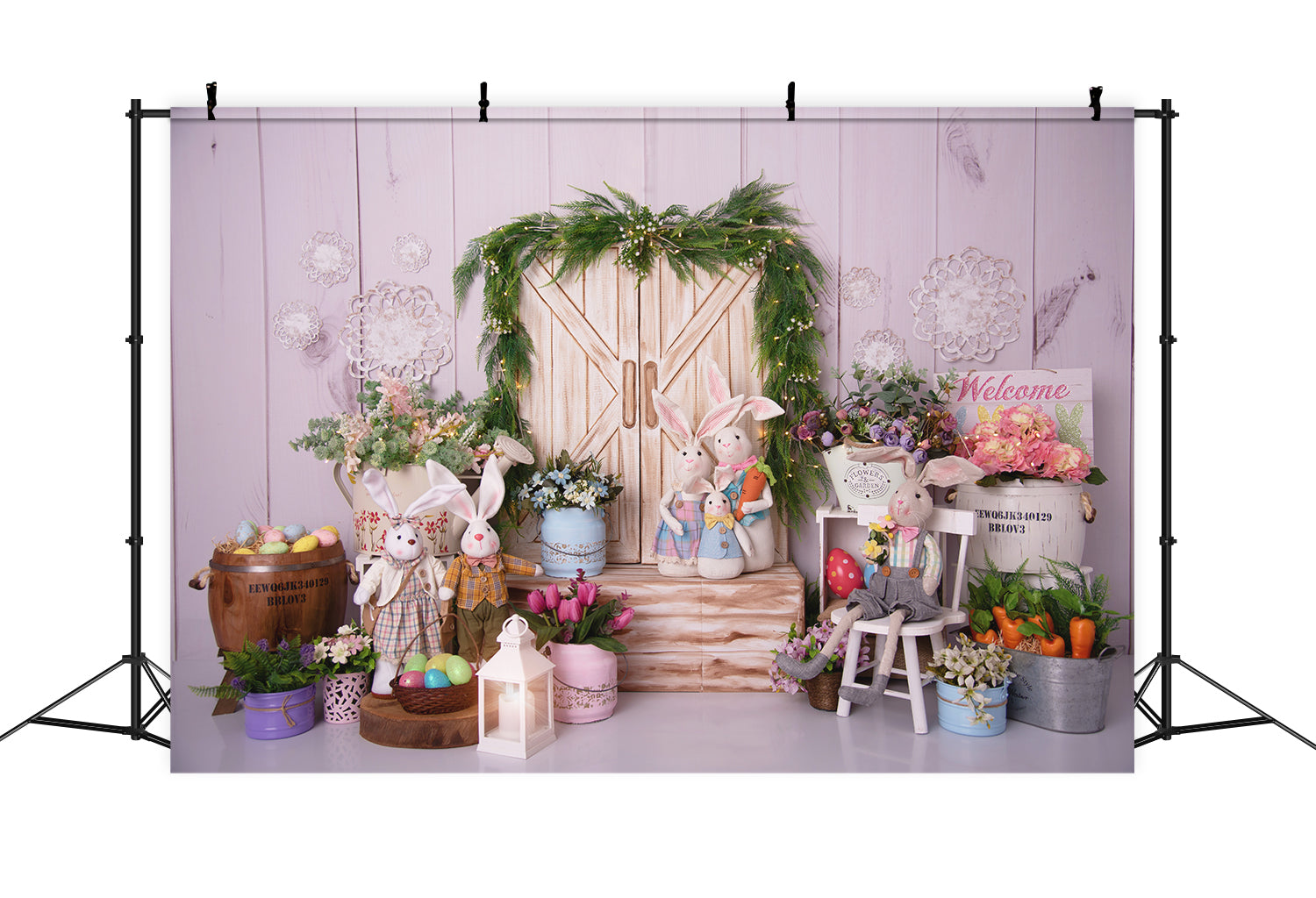 Porte de Grange Familiale Bunny Toile de fond de Pâques D1069