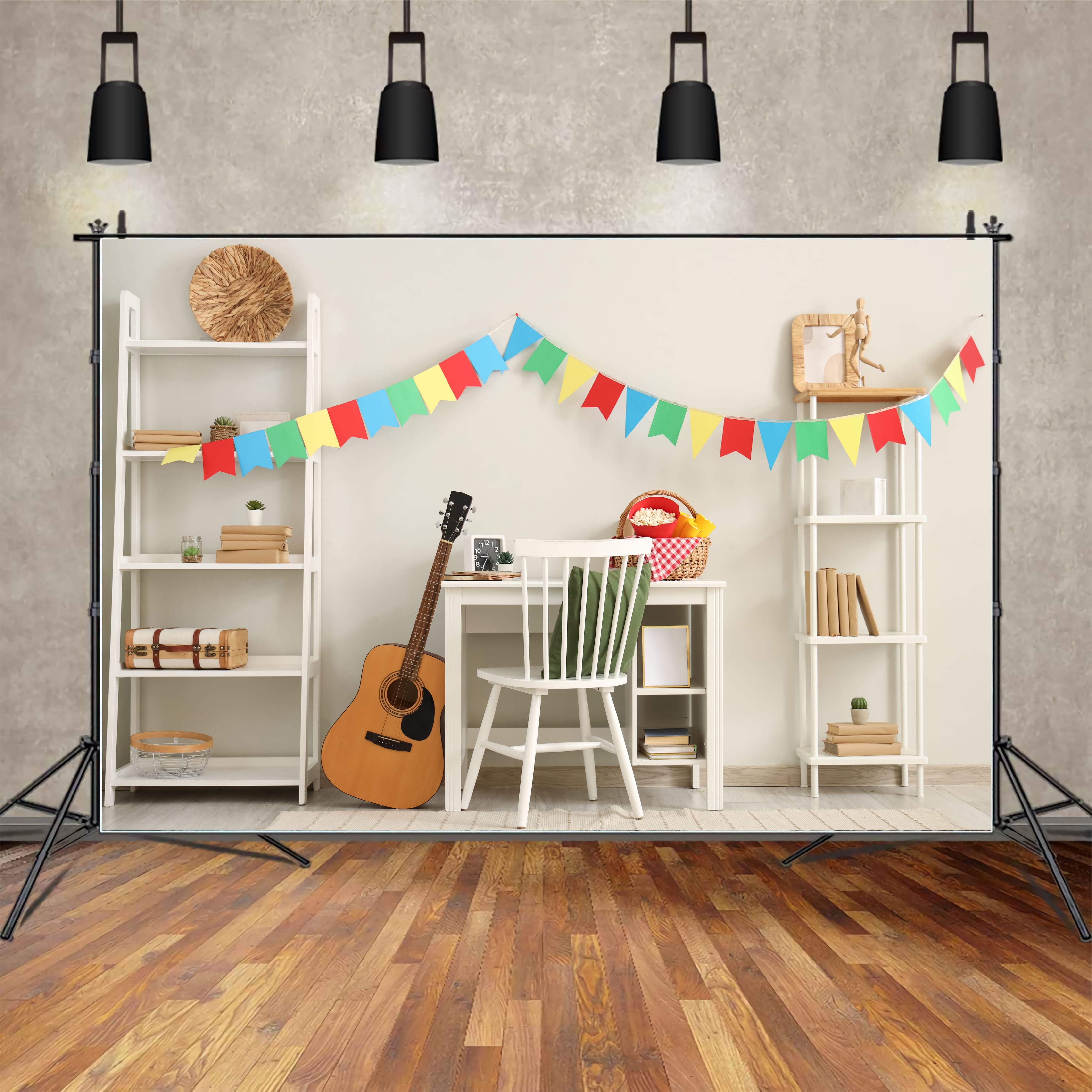 Toile de Fond de Salle d'Étude Décorée pour la Rentrée Scolaire DBD7-14