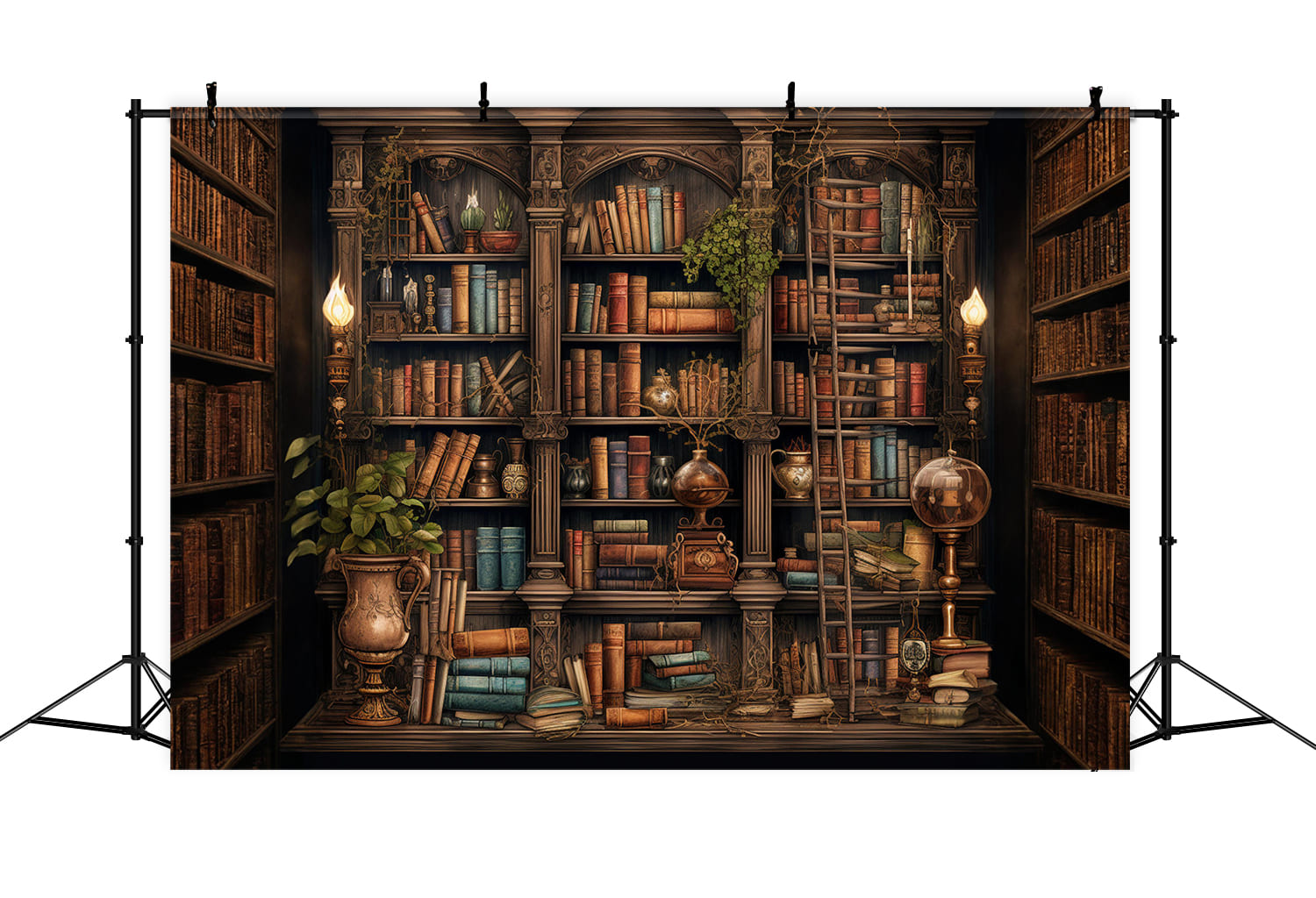 Toile de Fond de Vieille Bibliothèque avec Livres pour la Rentrée Scolaire DBD7-23