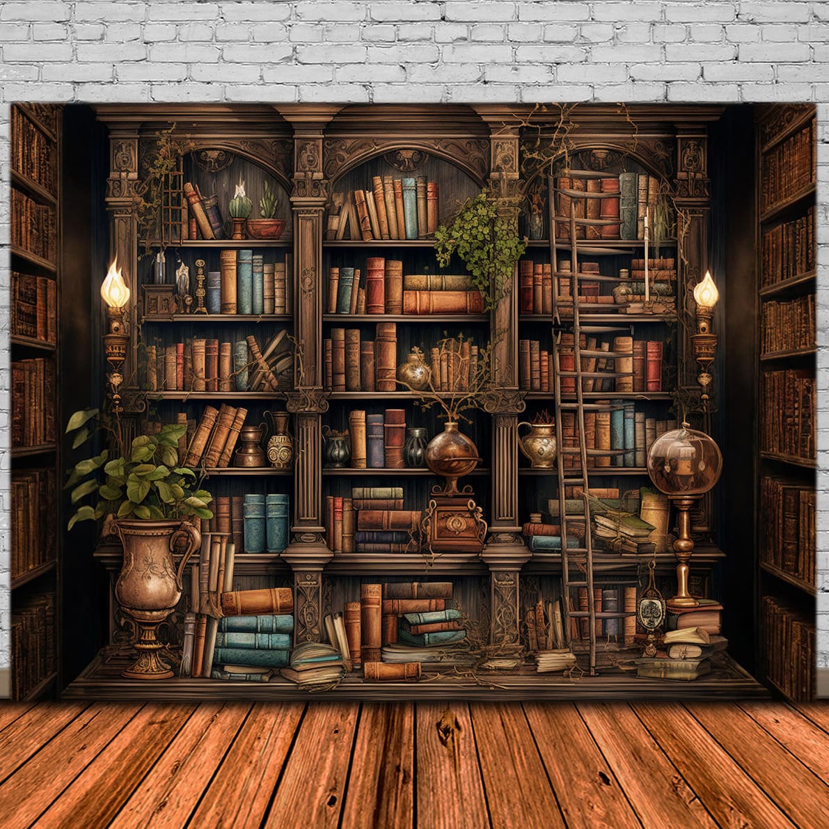 Toile de Fond de Vieille Bibliothèque avec Livres pour la Rentrée Scolaire DBD7-23