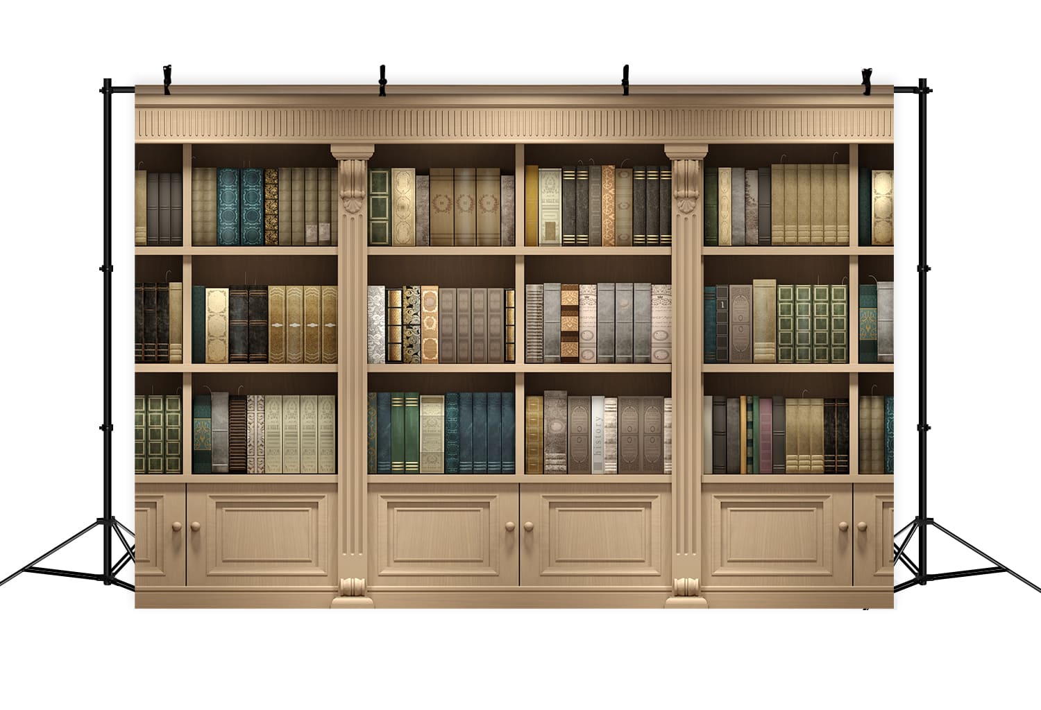 Toile de Fond de Bibliothèque en Bois sur Mur pour la Rentrée Scolaire DBD7-44