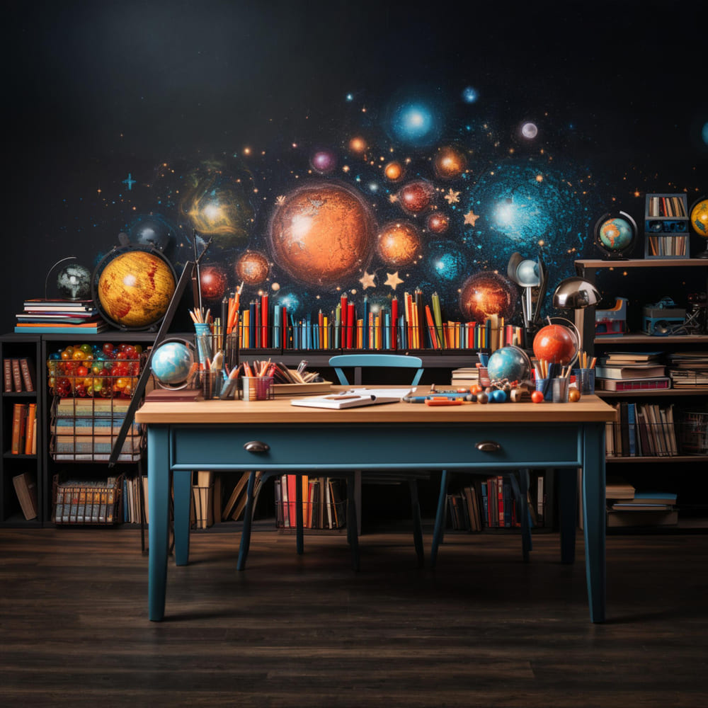 Toile de Fond d'Aventures Spatiales pour la Rentrée Scolaire DBD7-49