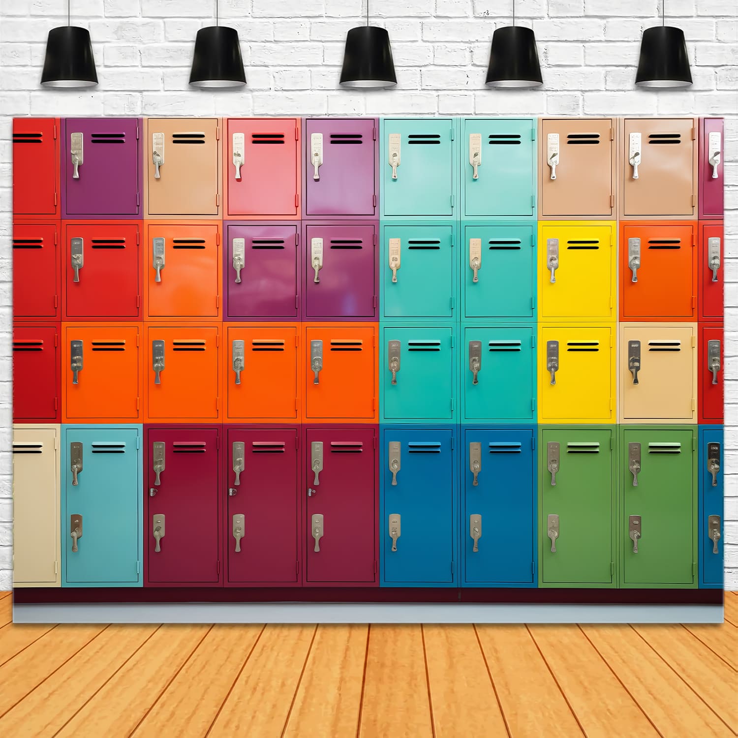 Toile de Fond de Casiers Multicolores pour la Rentrée Scolaire DBD7-55