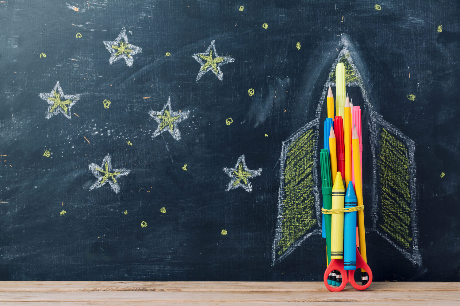 Toile de Fond de Vaisseau Spatial et Étoiles pour la Rentrée Scolaire DBD7-69