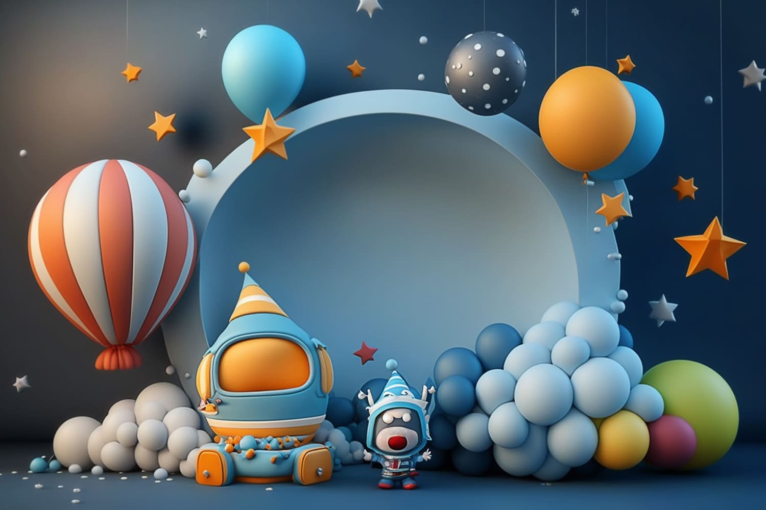 Toile de Fond de Ballons en Vaisseau Spatial pour la Rentrée Scolaire DBD7-79