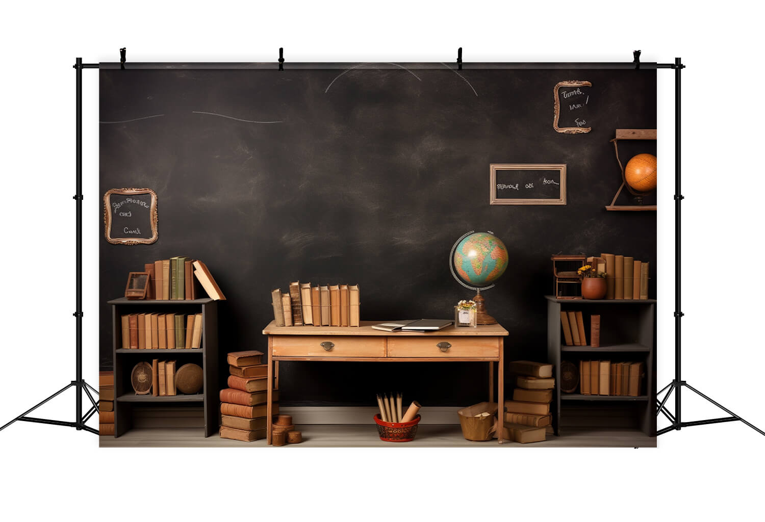 Toile de Fond de Salle de Classe Rétro avec Globe pour la Rentrée Scolaire DBD7-83