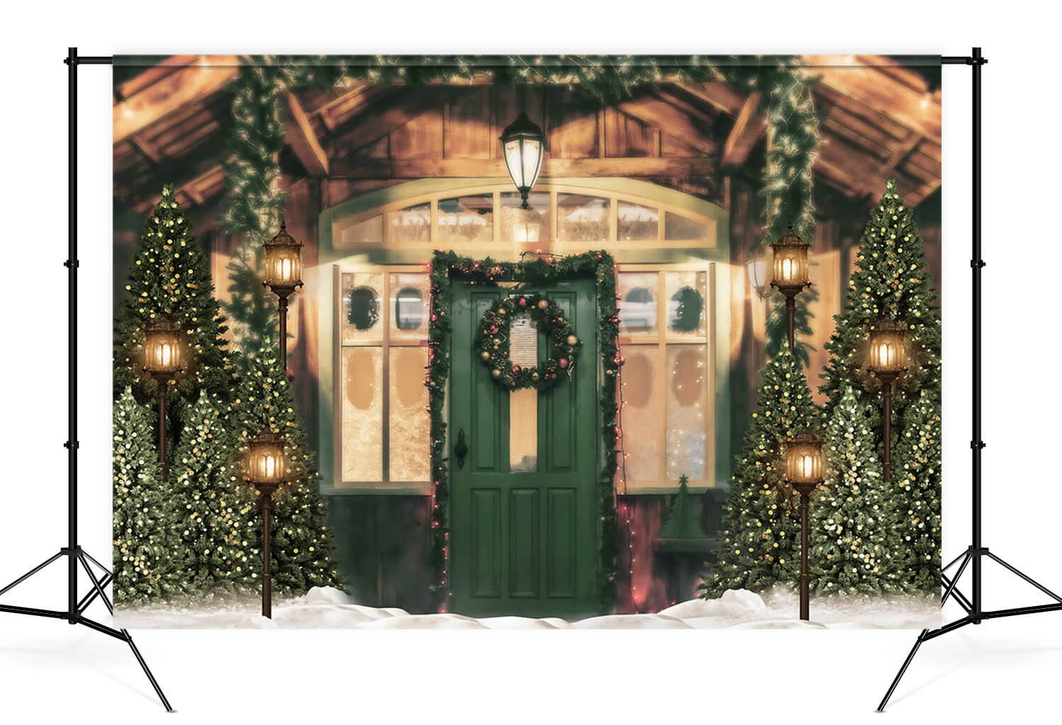 Toile de Fond des Arbres de Noël Lampes Décoration pour la Photographie G-1435