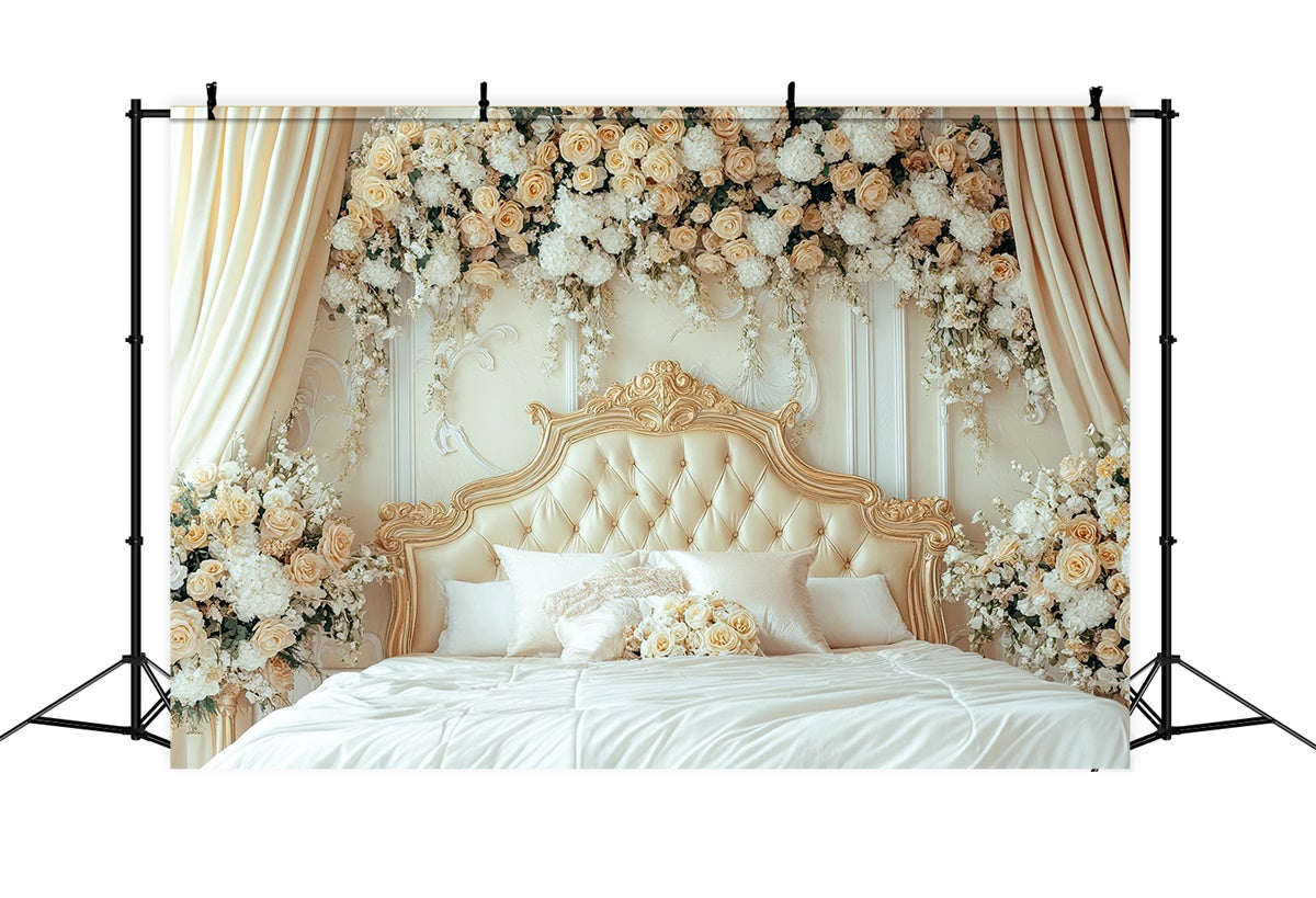 Toile de Fond Photo Fête des Mères Lit Rose Crème Vintage Sculpté GQ2-108