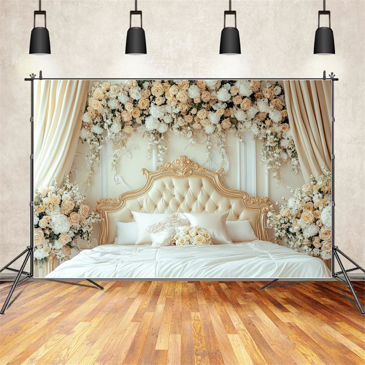 Toile de Fond Photo Fête des Mères Lit Rose Crème Vintage Sculpté GQ2-108