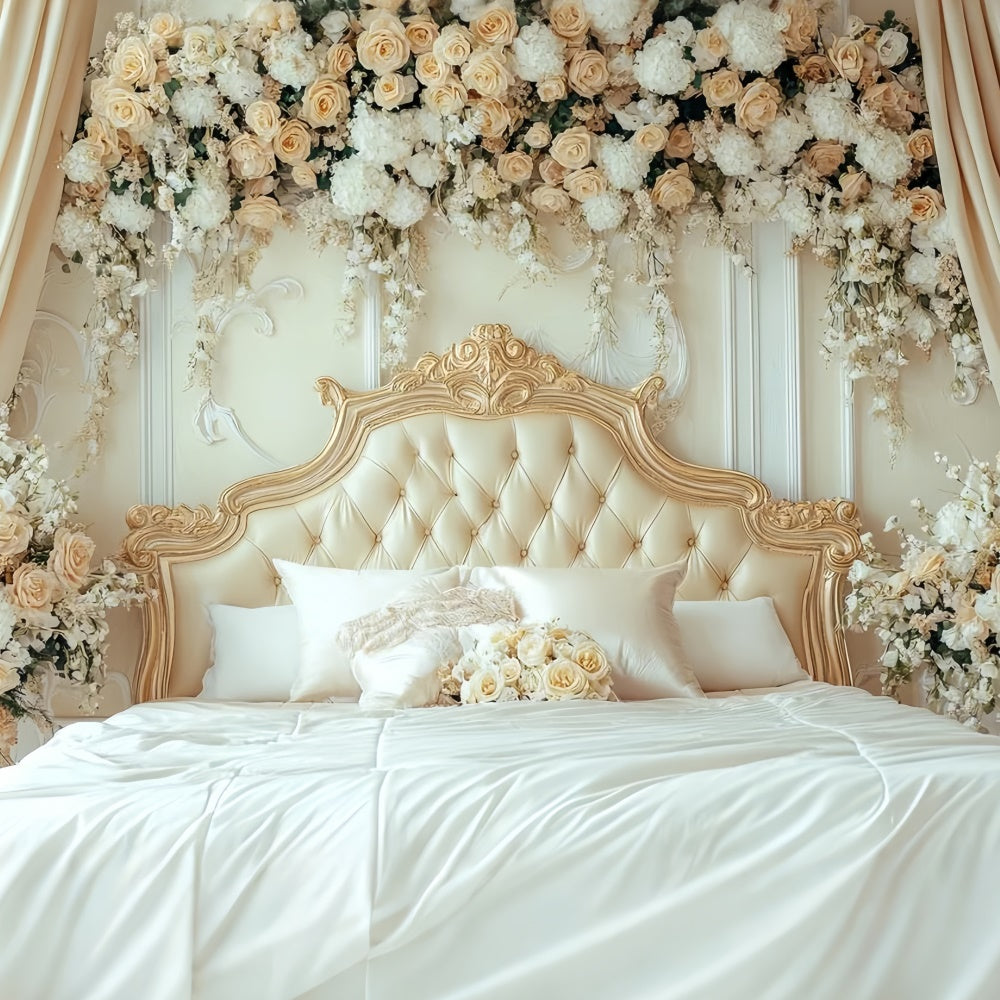Toile de Fond Photo Fête des Mères Lit Rose Crème Vintage Sculpté GQ2-108