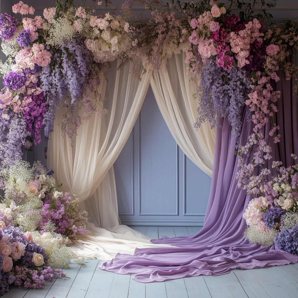 Toile de Fond pour la Fête des Mères Arche Florale Lavande GQ2-116