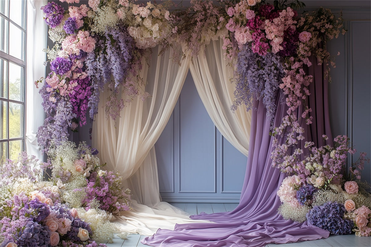 Toile de Fond pour la Fête des Mères Arche Florale Lavande GQ2-116
