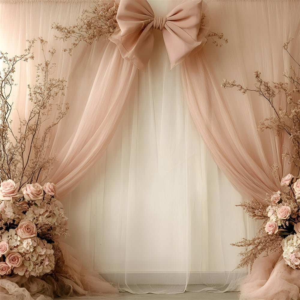 Toile de Fond Joyeuse Fête des Mères Nœud de Soie Floral Rêveur GQ2-119