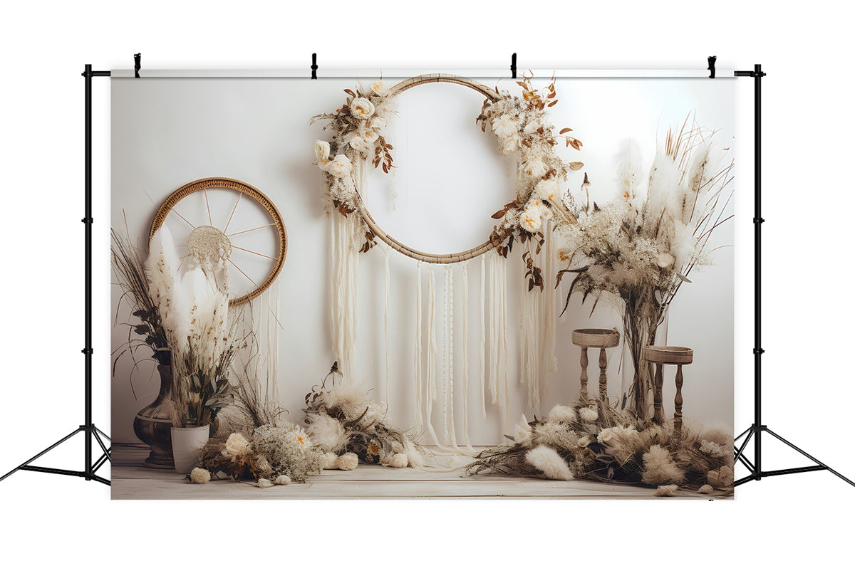 Toile de Fond Boheme Attrape-Rêves Pampas Ivoire Douce GQ2-13