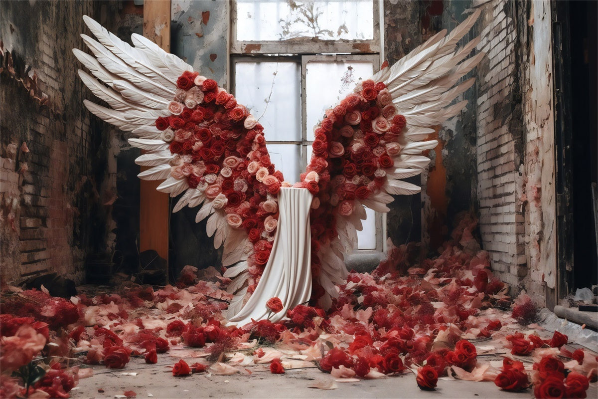 Toile de Fond pour la Fête des Mères Ailes d'Ange Divines Roses GQ2-130