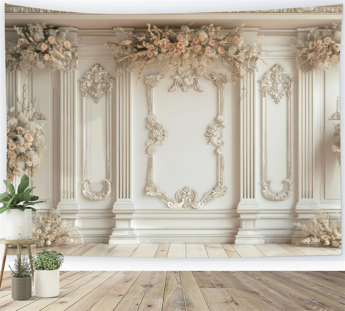 Toile de Fond Fête des Mères Mur Floral Orné Élégant GQ2-142