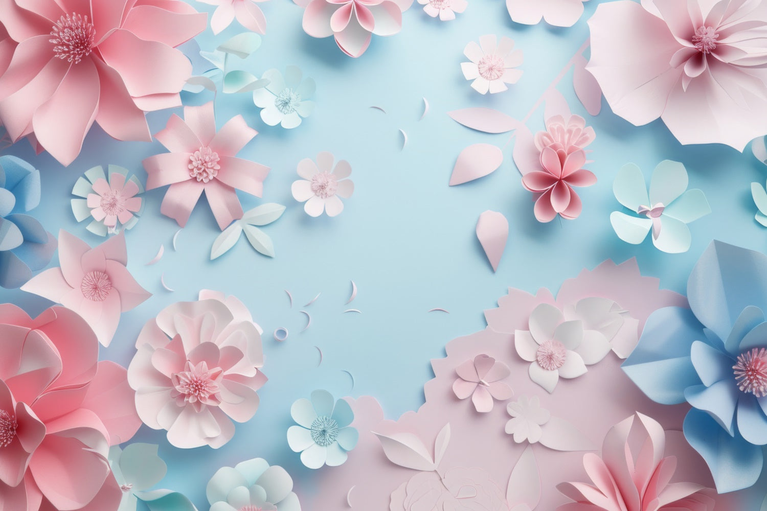 Toile de fond Fête des Mères Fleur en Papier Délicate Bleue GQ2-175
