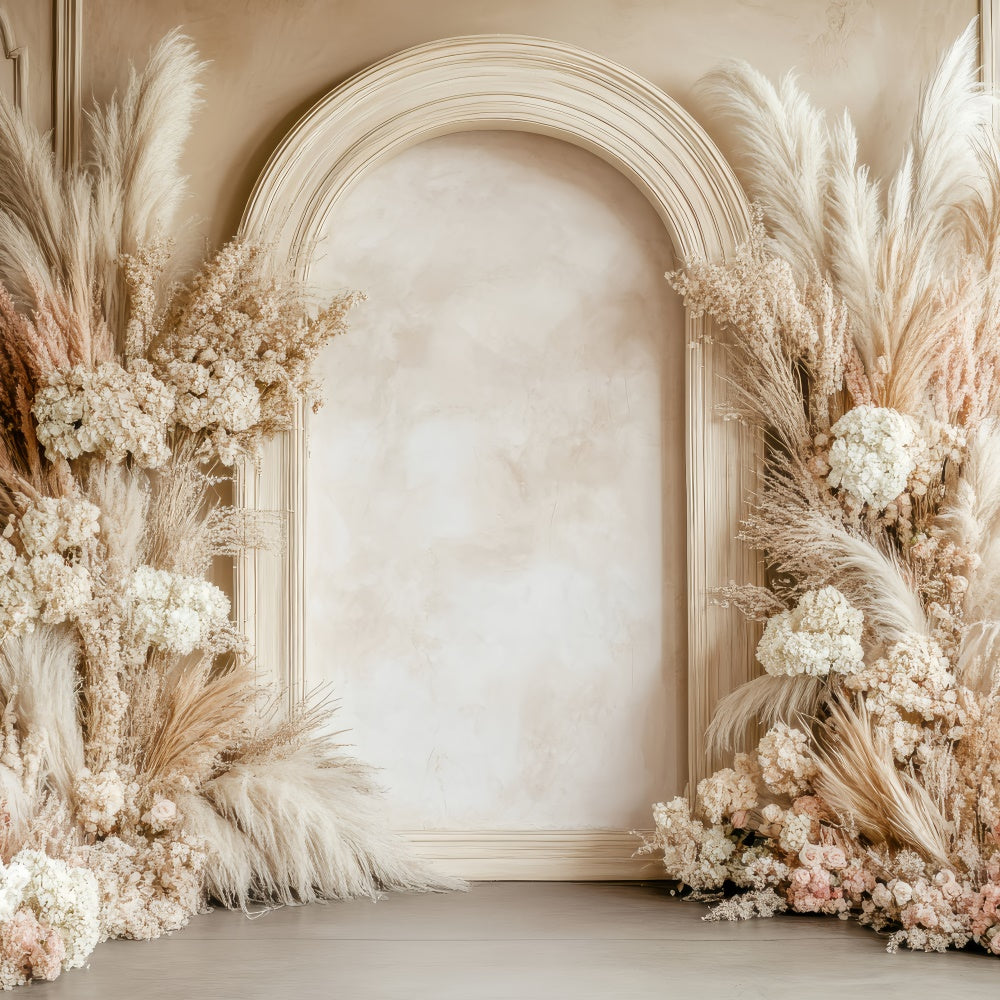 Toile de fond Pour la Fête des Mères Arche Florale Beige Élégante GQ2-185