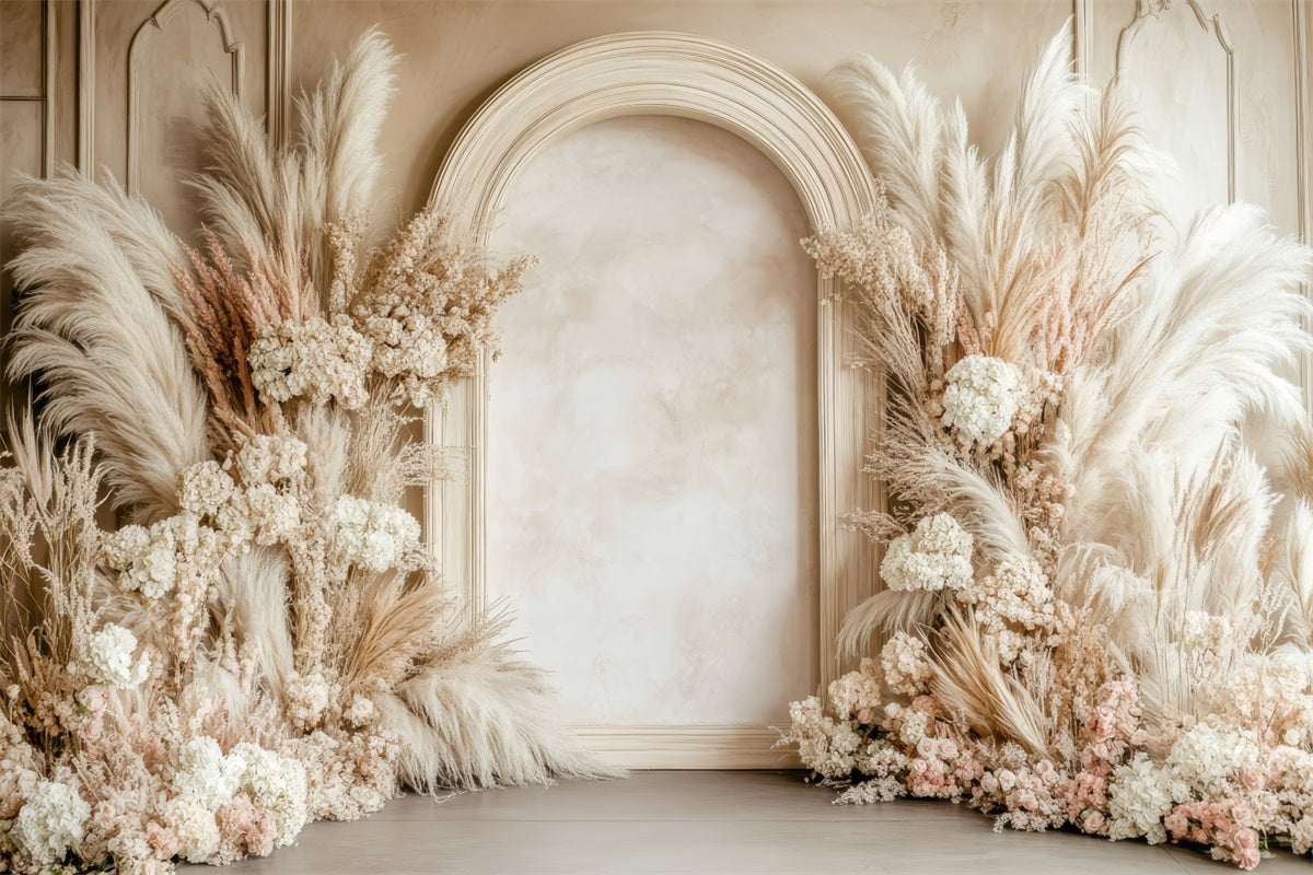 Toile de fond Pour la Fête des Mères Arche Florale Beige Élégante GQ2-185