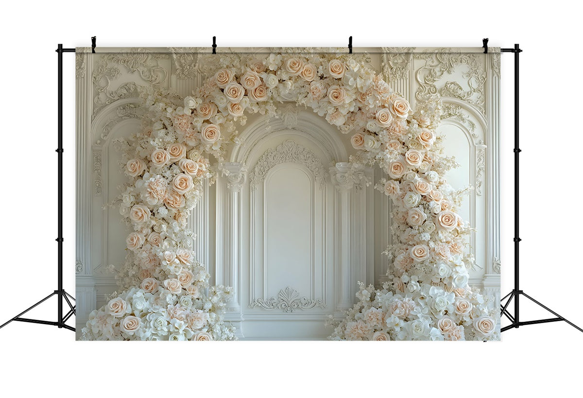Toile de fond Fête des Mères Arche de Rose Pêche Florale GQ2-186