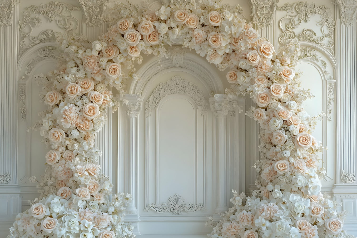 Toile de fond Fête des Mères Arche de Rose Pêche Florale GQ2-186