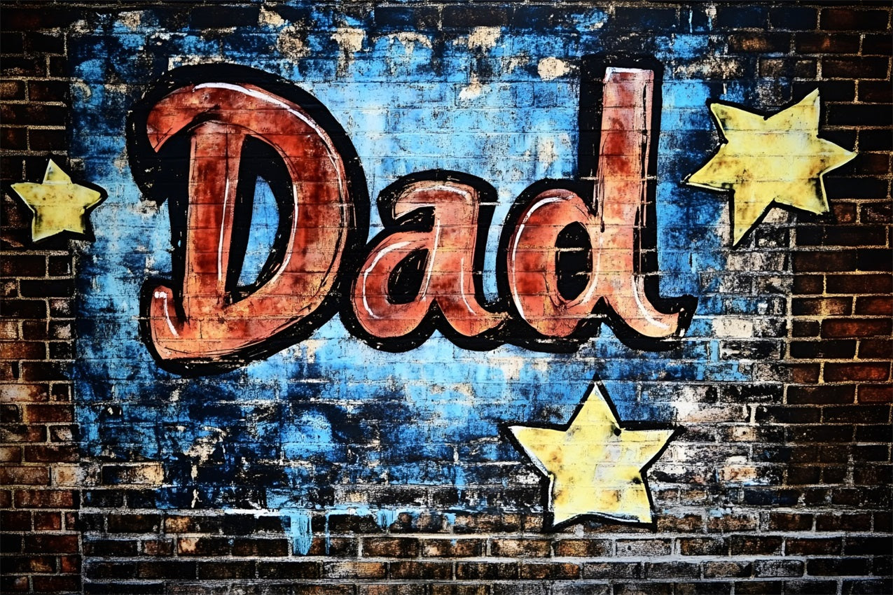 Toile de fond Fête des Pères Graffiti Papa Mur Étoilé GQ2-206