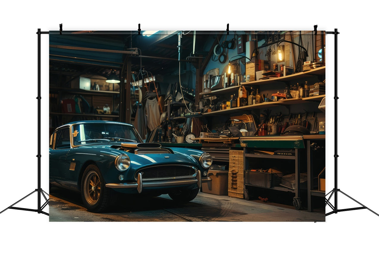 Toile de fond Pour Fête des Pères Garage Voiture Vintage GQ2-222